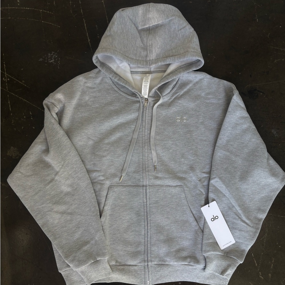 ALO Yoga Men's Grey Full-Zip Hoodie